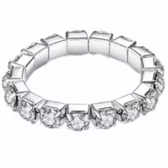 Rhinestone ring for finger or toes stackable silver diamond stretchy toe y2k - Picture 2 of 4